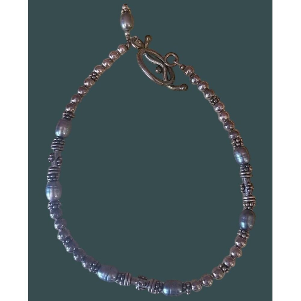 Mauve  15" Gray bracelet Silver Boho Toggle Closure goth punk bohemian